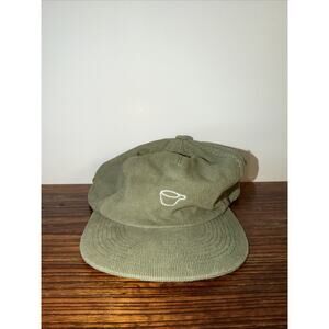 Temple Coffee Green Corduroy Hat Minimal Embroidered Logo Dad Cap Adjustable
